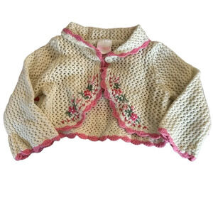 Nannette Very vintage girls size 24 medium crochet cardigan